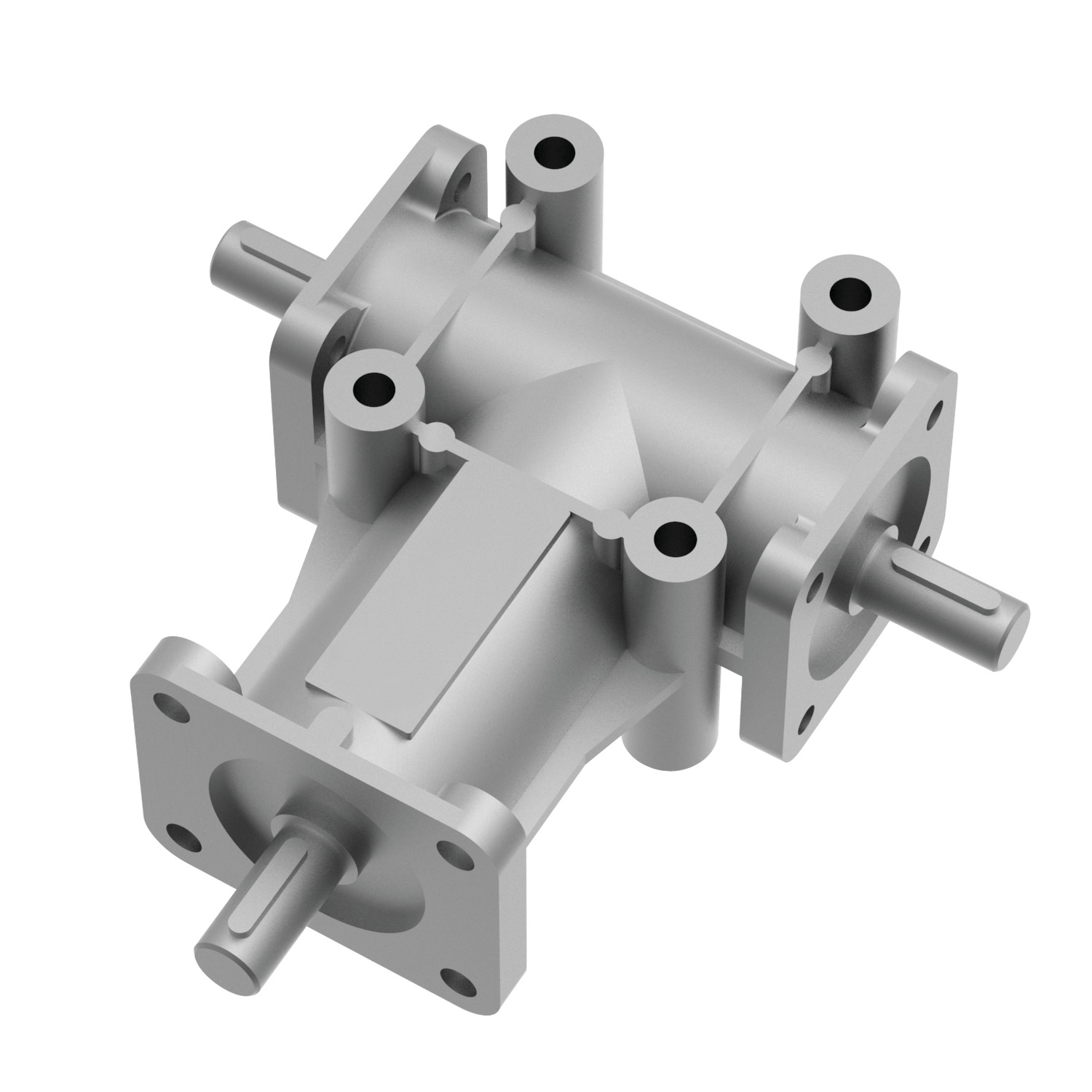 Three Shaft Gear Boxes Two shaft right angle gear boxes in sizes up to Ø24 shafts. Made from lightweight aluminium alloy housing with case-hardened steel gears and shafts.