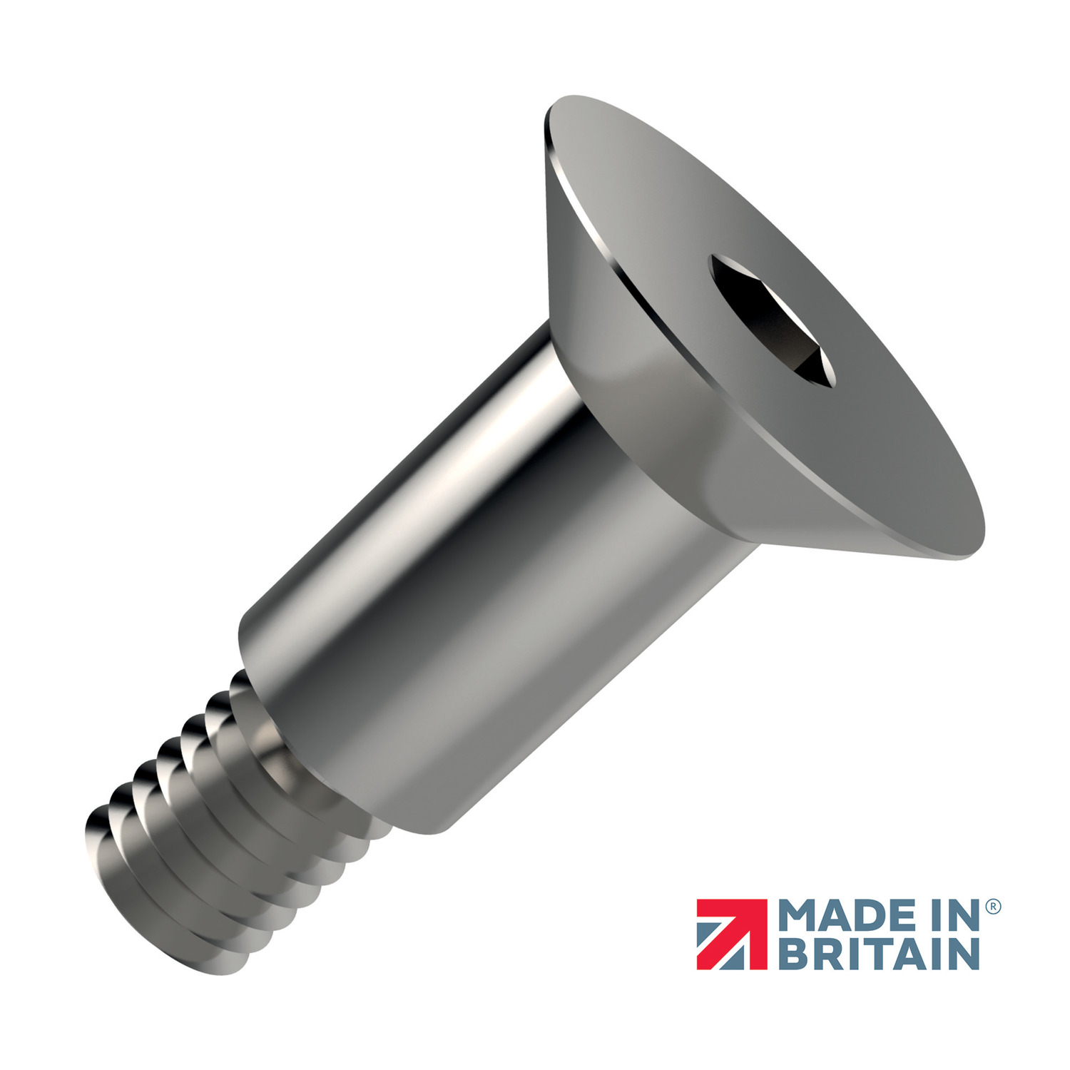 Shoulder Screws - Countersunk New to our range, socket countersunk shoulder screws in AISI 303 stainless steel.