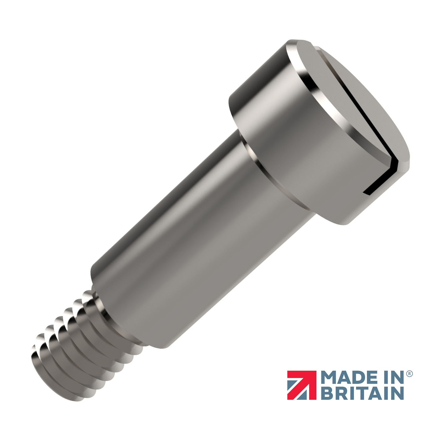 Shoulder Screws - Slot Head Slot head shoulder screw in AISI 416 series stainless steel. Hex drive version also in stock (P0131). This product is also manufactured in 303 and 316 series stainless steel (P0130). See our shoulder screw range here.
