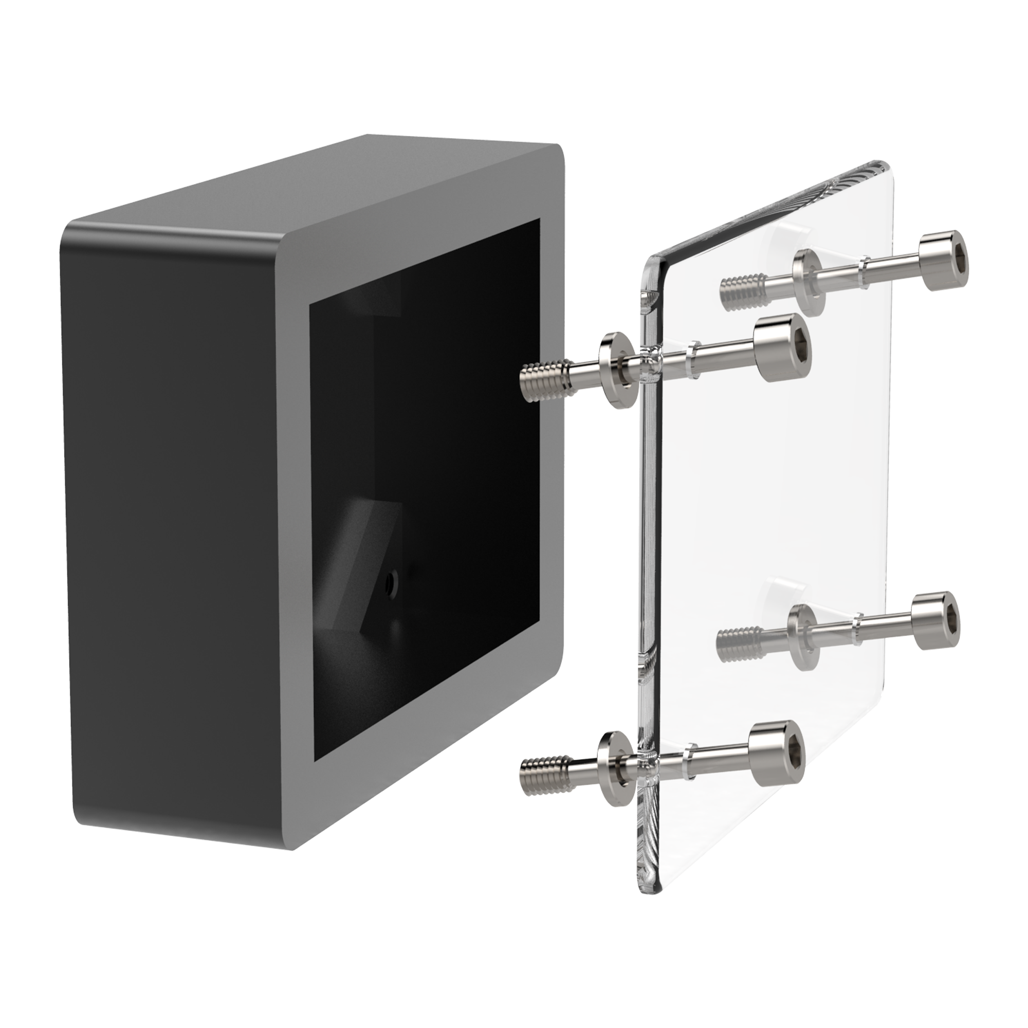 Captive screws attached to a non-threaded panel using threaded washers.