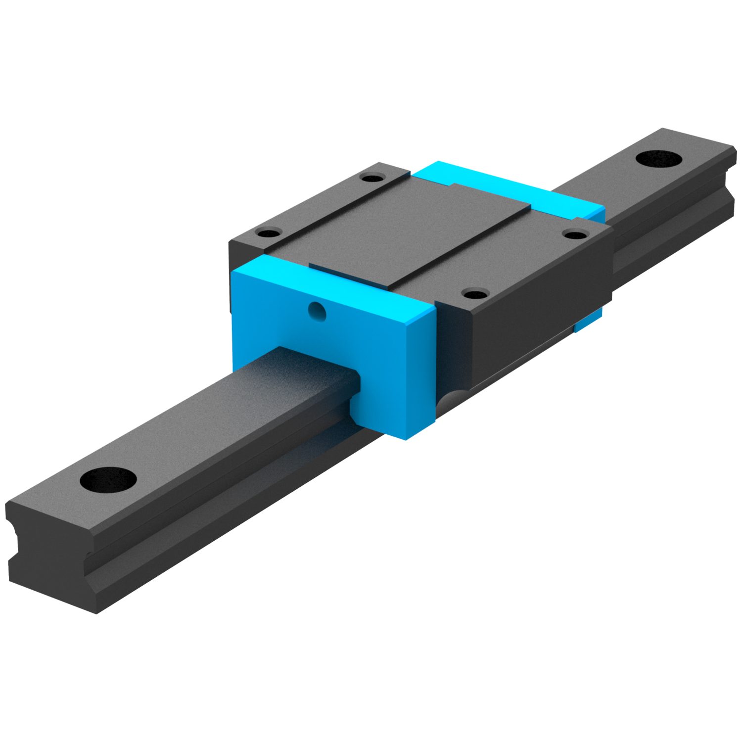 Linear Guideways Blackened front fixing linear guide, comes in 15mm, 20mm & 25mm lengths. Rear-fixing versions (L1016.BR) and matching blackened carriages (L1016.F-BC and L1016.U-BC) also available.