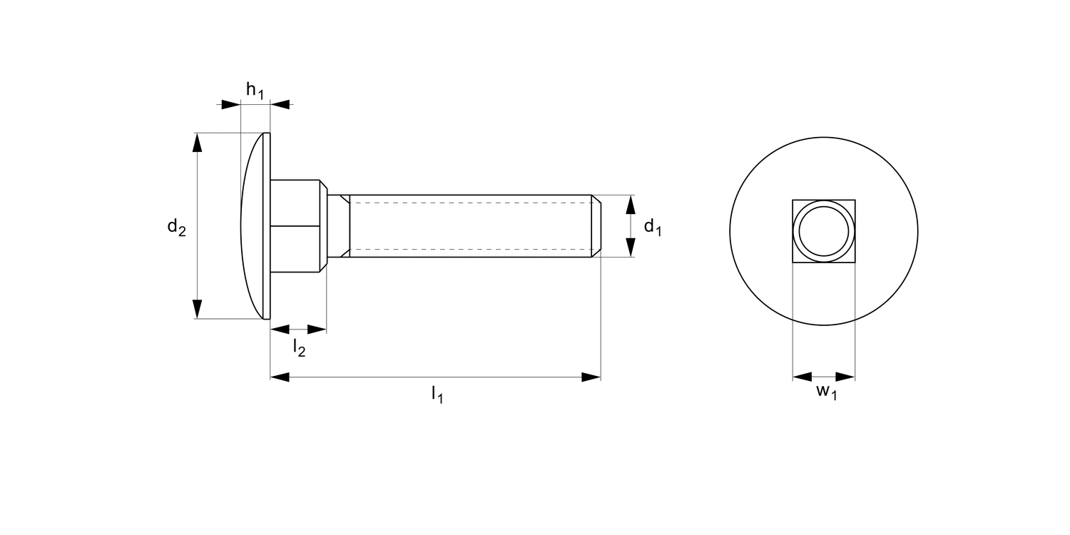 P0264.ZP Carriage Bolts - Full Thread