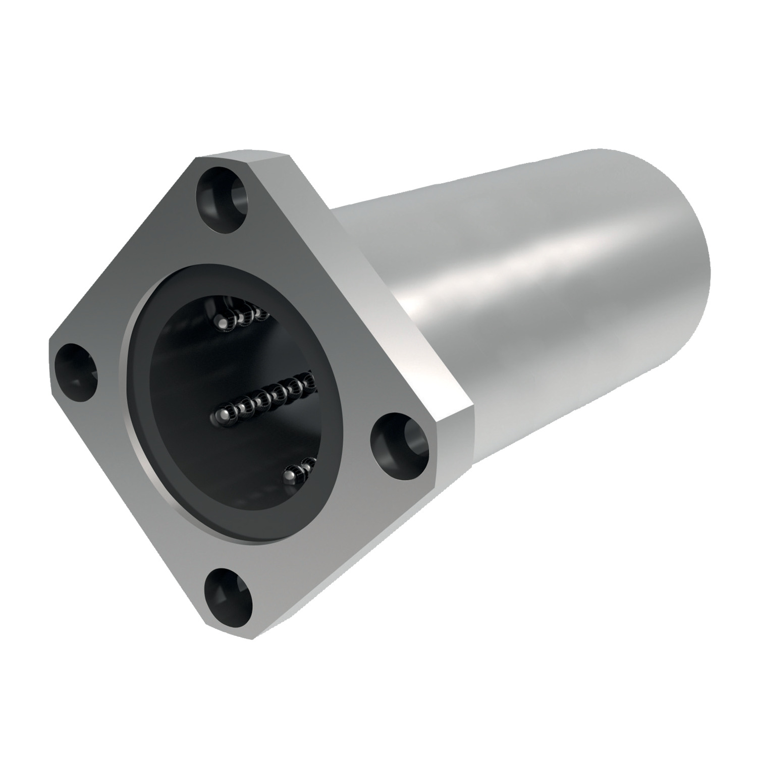 Long Flanged Linear Ball Bushings Long, square Flanged Linear Ball Bushings - 6mm to 60mm. Double complement bearings.