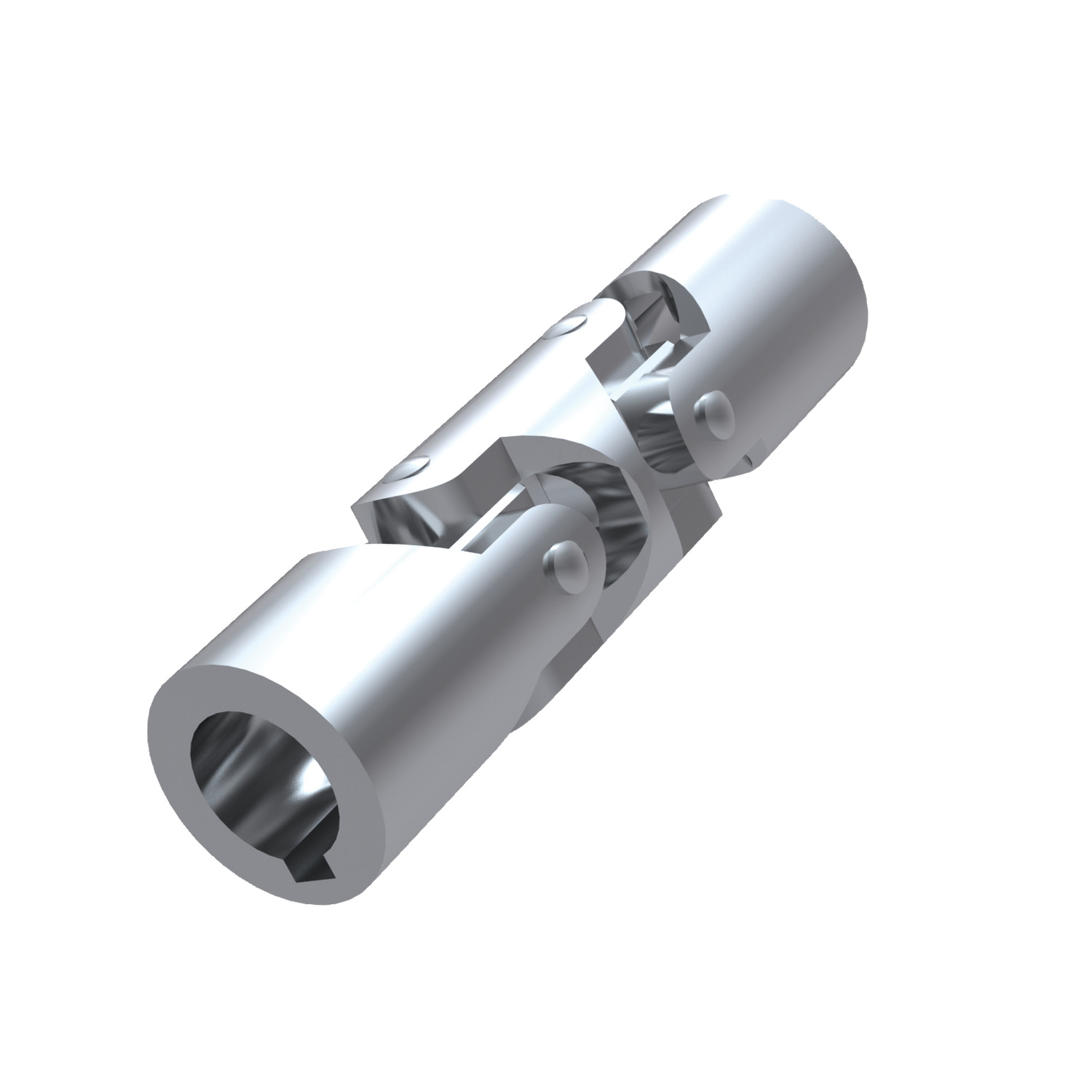 Double Universal Joint Free cutting steel universal joints, plain bearing (DIN 808 standard). Maximum bending angle of 45° per joint. Used where large bending angles are required.