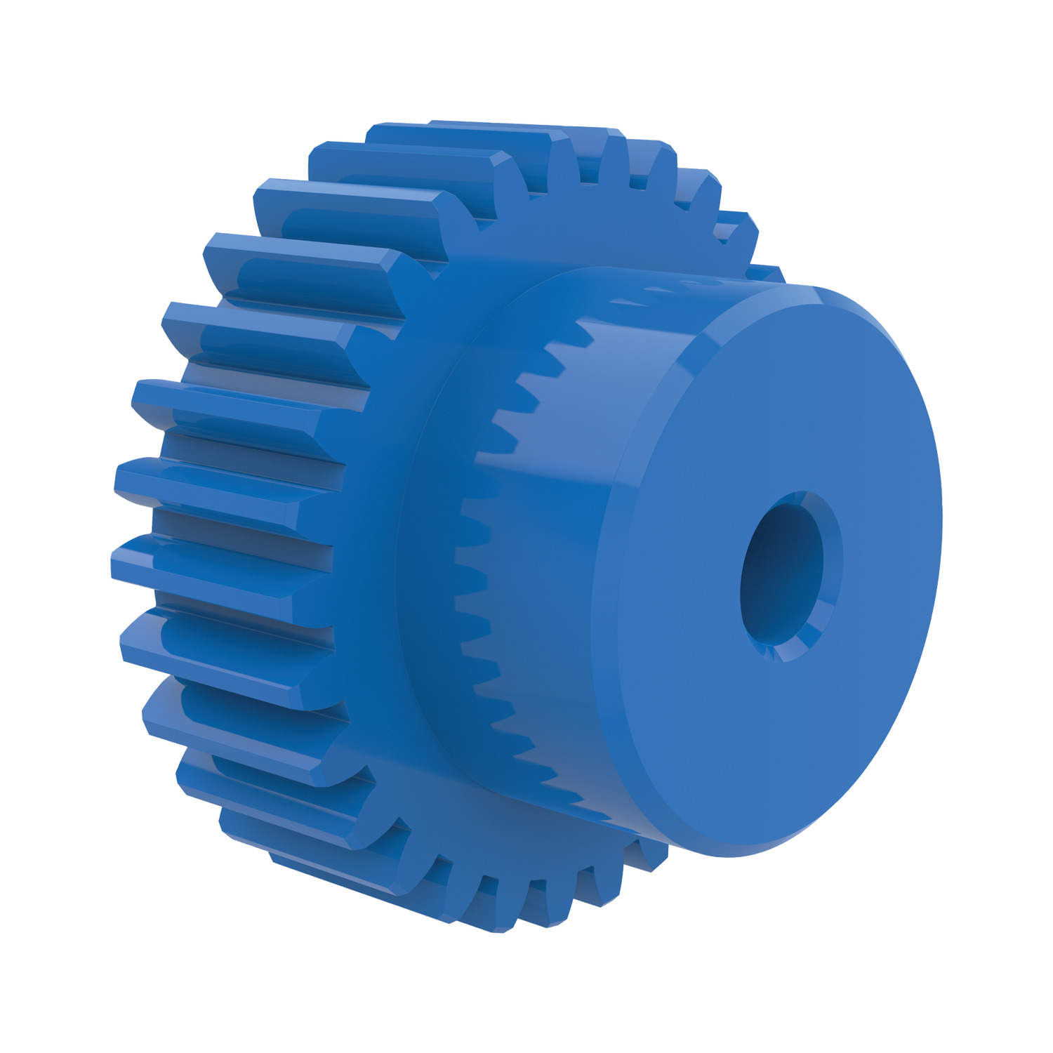 Spur Gears - Module 1.5 - Plastic Blue plastic spur gears for use in the food and drinks industries. The blue colour is easily picked up by food scanning machines. Approved for use in the USA, UK, EU, Japan, France and Canada.