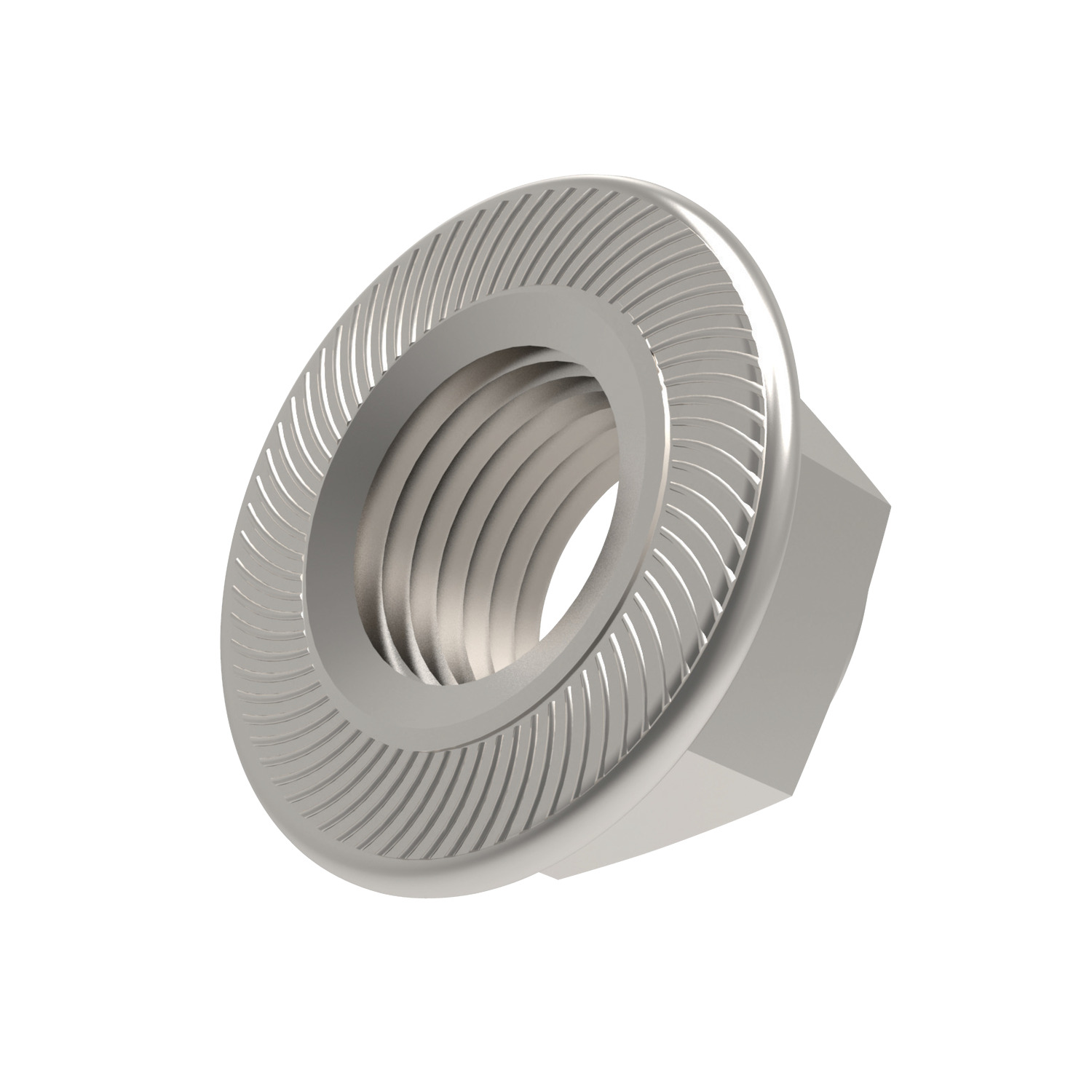 Serrated Flanged Nuts A2 stainless steel serrated flanged nuts. Manufactured to DIN 6923. Sizes range from M4 to M16.