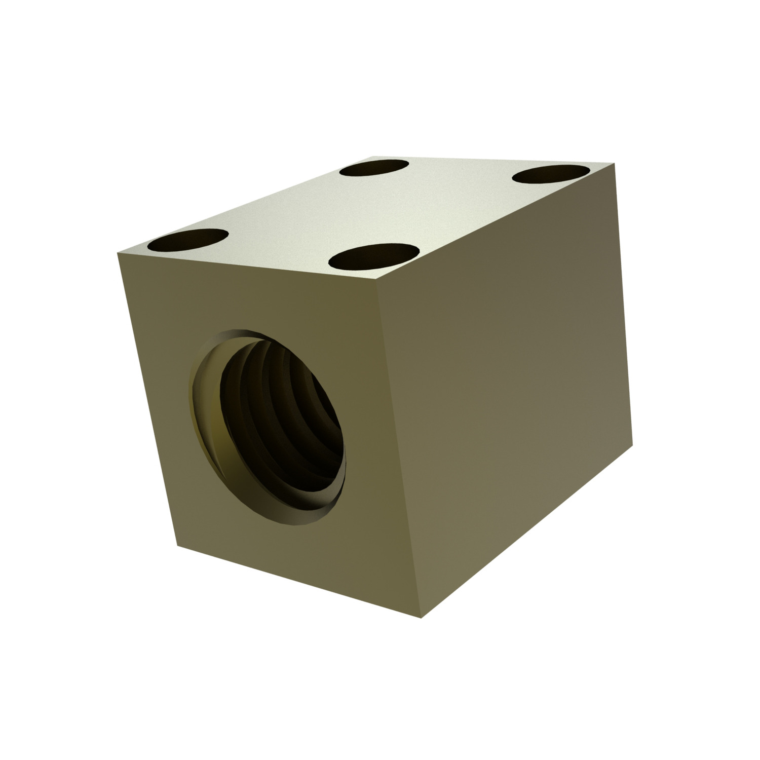 Product L1334, Square Bronze Nut with Through Holes for lead screws / 