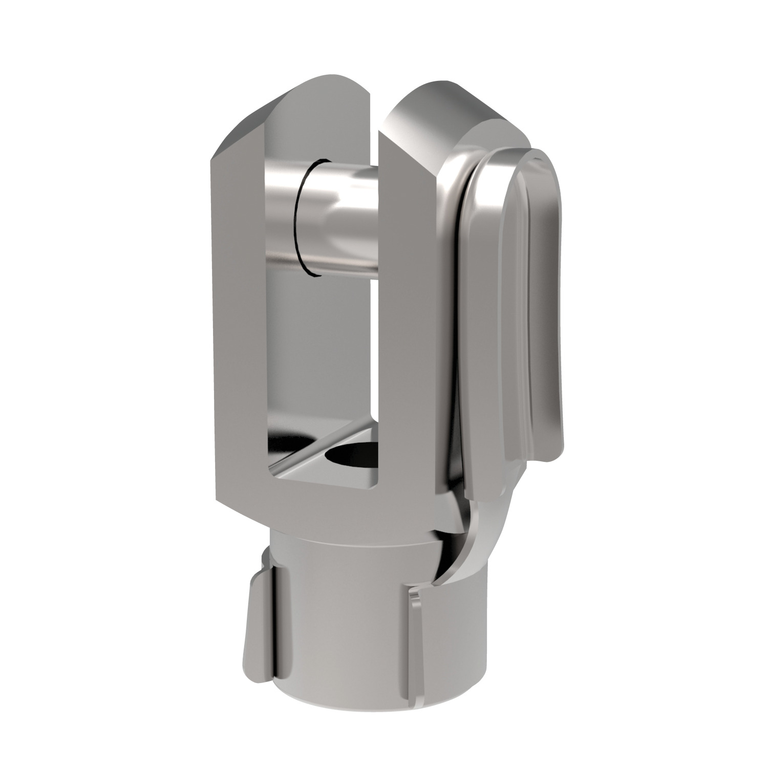Steel Clevis Joints with Retention Clips Silver zinc-plated. Standard thread is right hand (for left hand, see R3388).