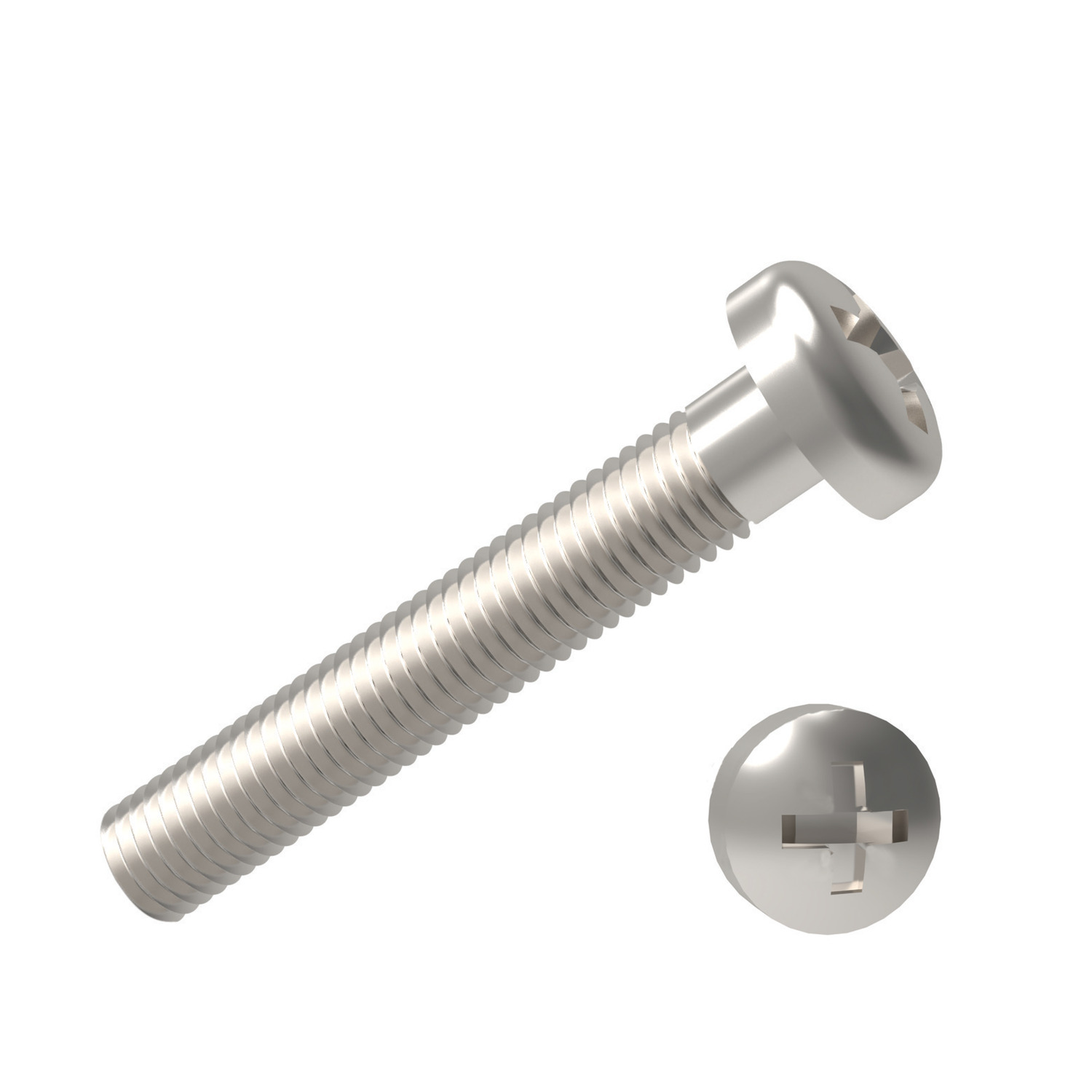 Phillips Pan Head Screws To DIN 7985 H, ISO 7045. Threaded within 2,5 x pitch of head.