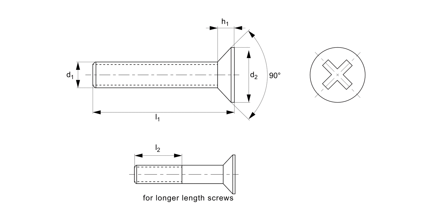 P0220.A4 Phillips Countersunk Machine Screws