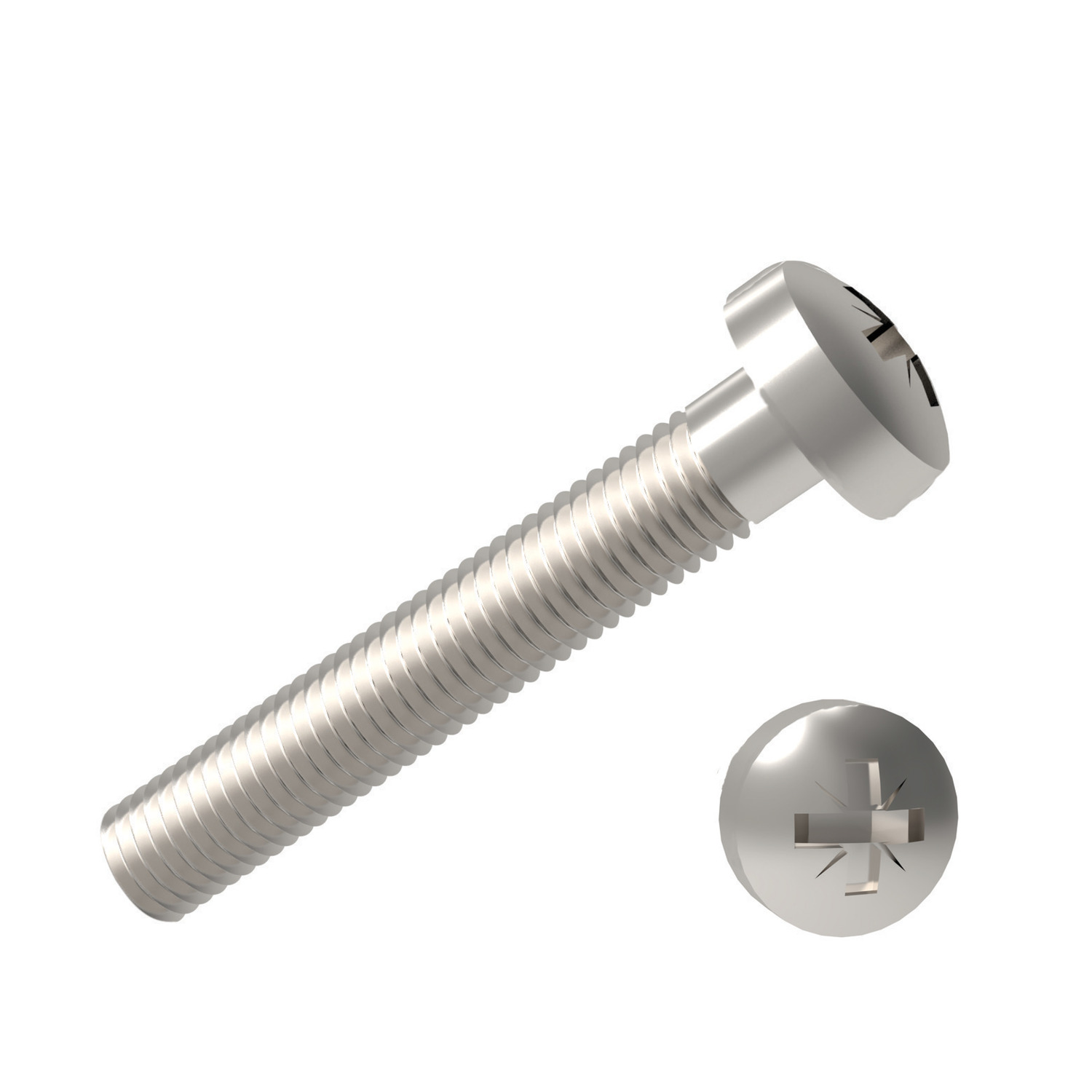 Pozi Pan Head Screws A2 Stainless Steel. To DIN 7985 Z, ISO 7045. Threaded within 2,5 x pitch of head.