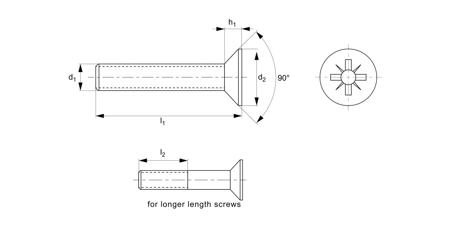 P0221.ZP Pozi Countersunk Machine Screws