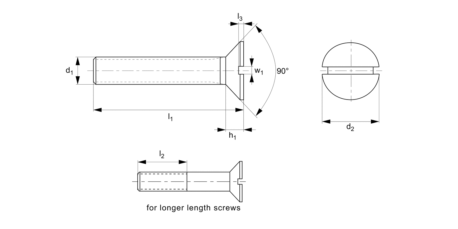 P0224.A2 Slot Countersunk Machine Screws