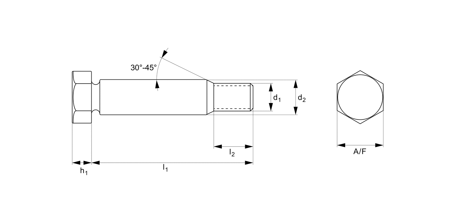 P0140.SC Steel Shoulder Bolts - Hex. Head