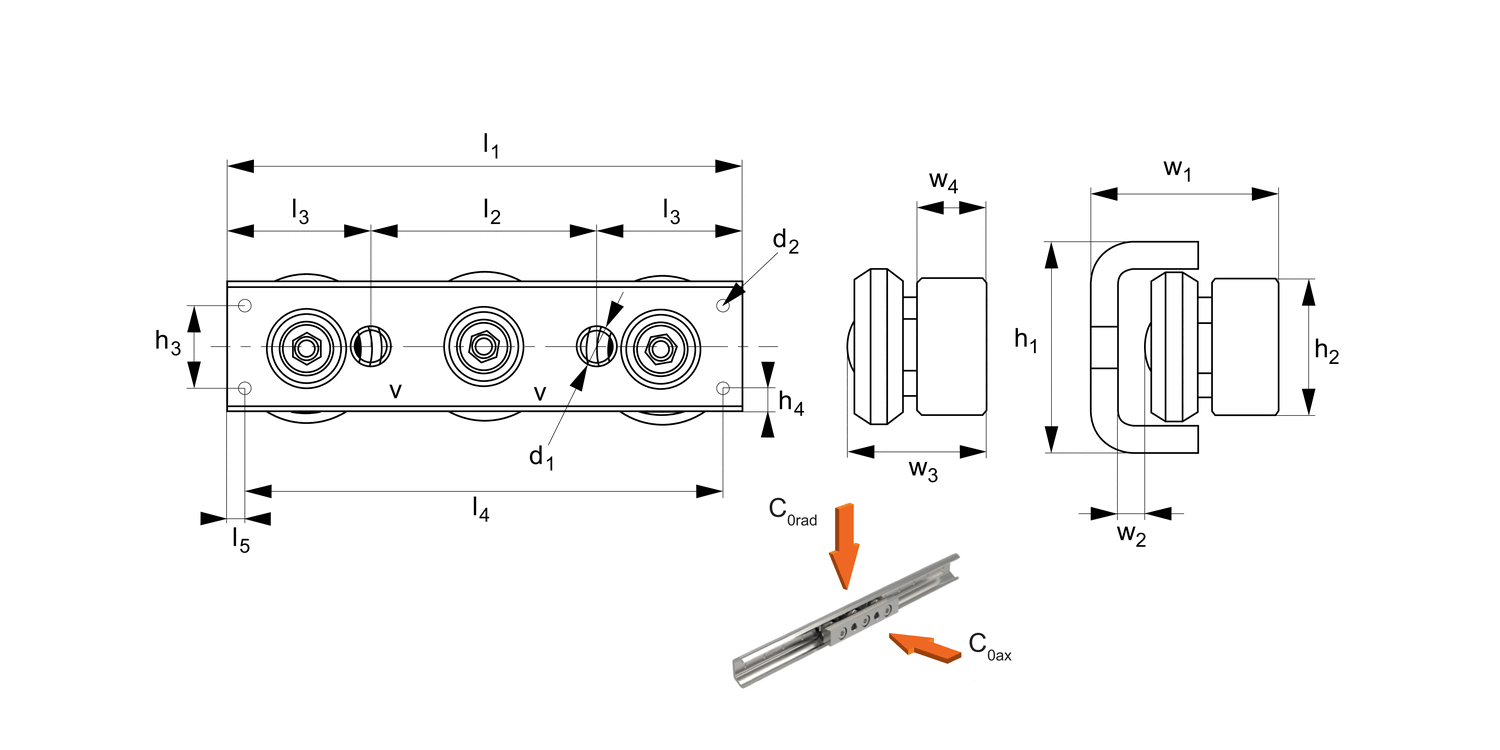 L1970.SBU Solid Body Steel Sliders