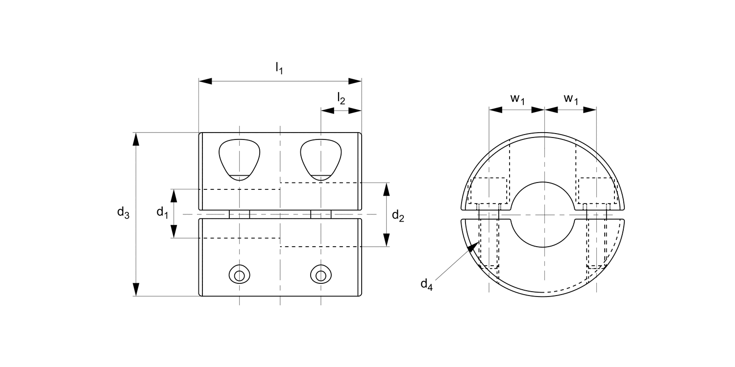 R3207 Rigid Shaft Coupling - Two Piece
