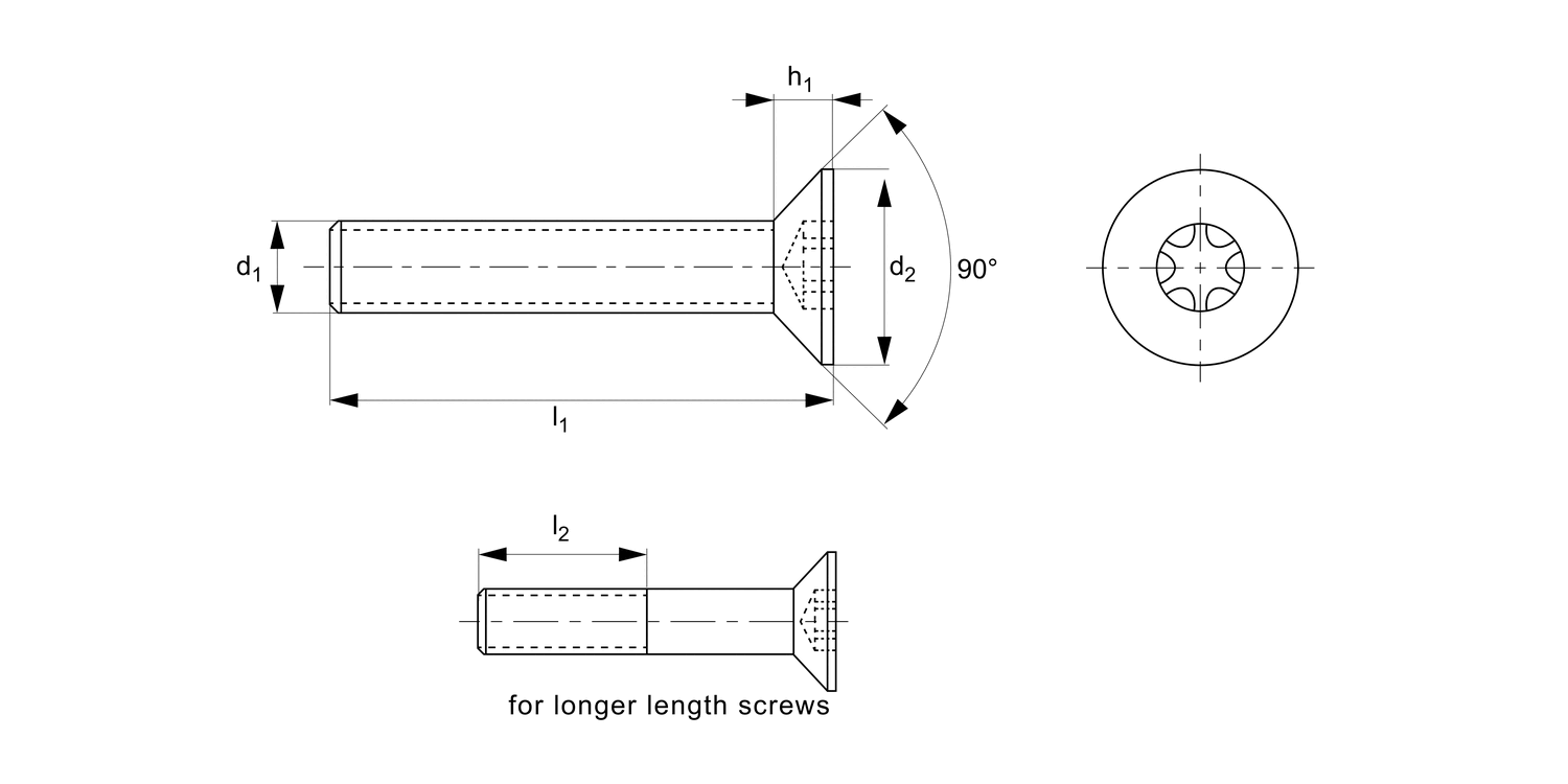P0225.A4 TX Countersunk Machine Screws
