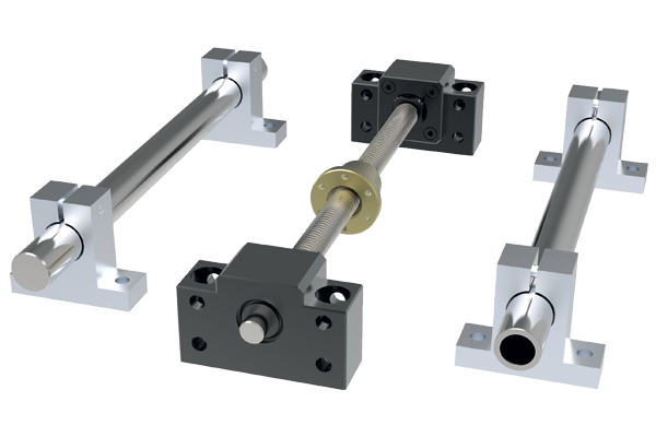 Linear shafts and lead screws in combination